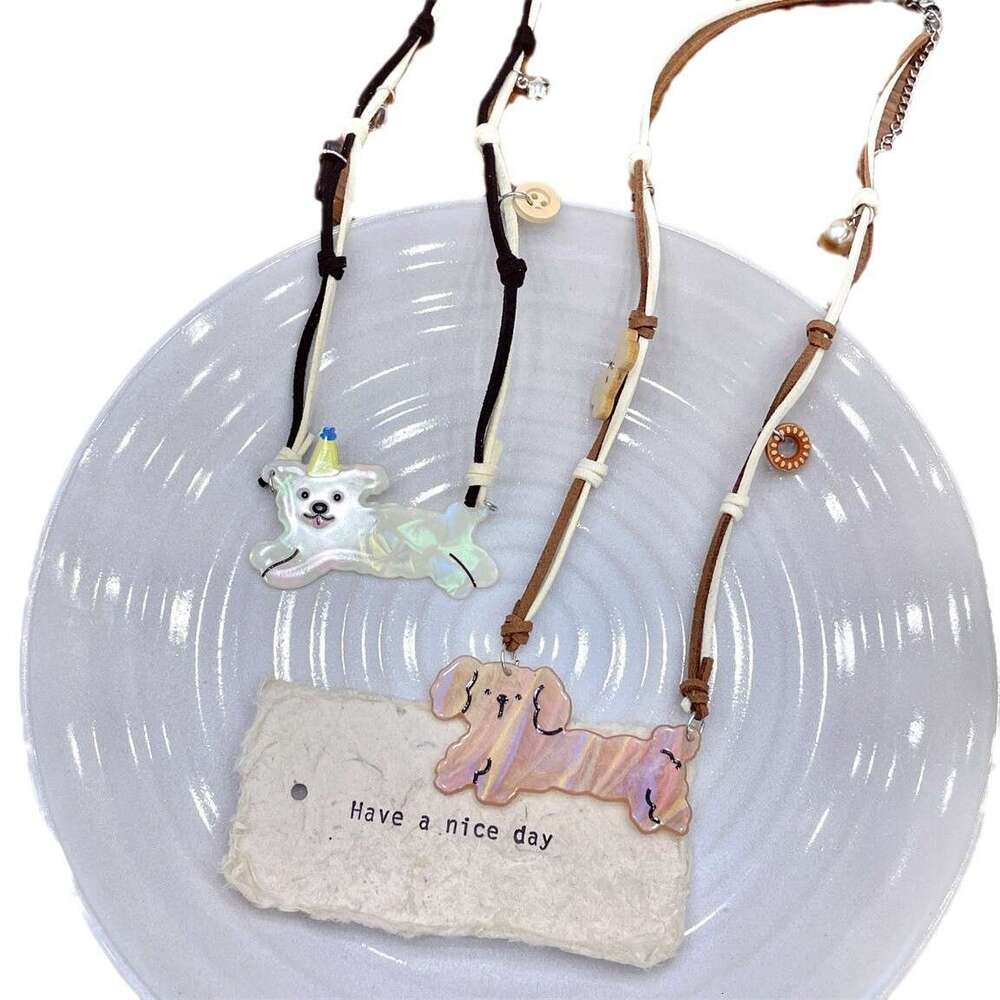 New Long Strip Puppy Braided Necklace for Women, Hot Girl Sweet Cool Cartoon Design, American Style Cute Niche Playful Dopamine e10