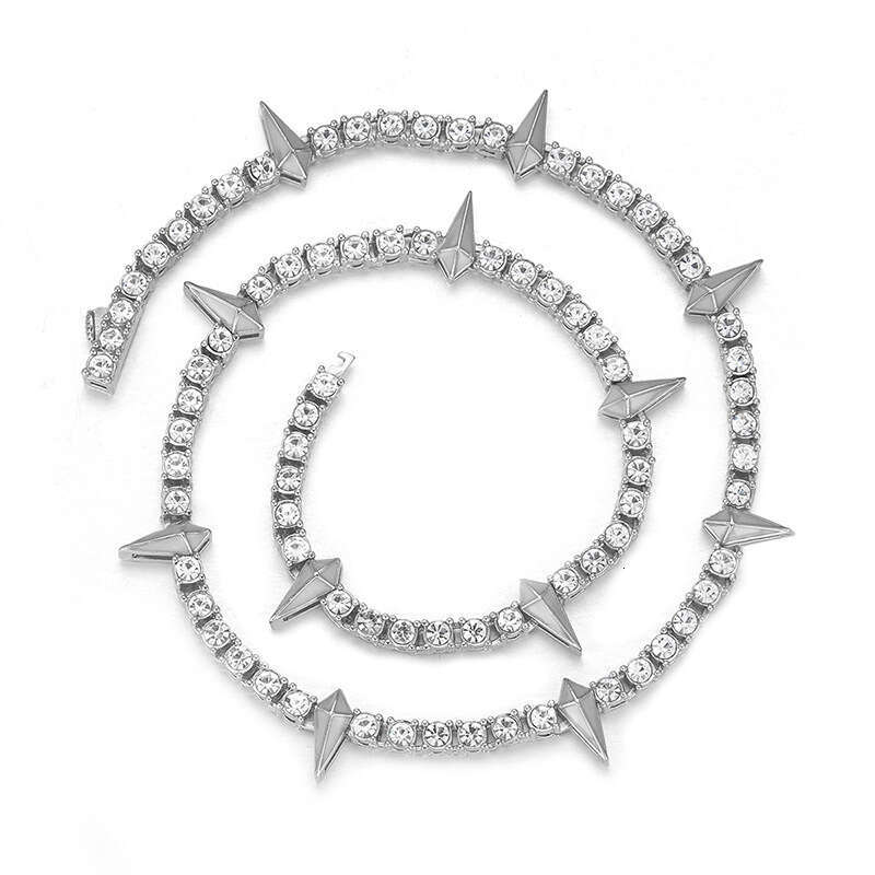 Hip Hop Rap Fluorescent Black Panther Necklace High-Quality Versatile Trendy Men's Alloy Inlaid Dia Tennis Cuban Chain
