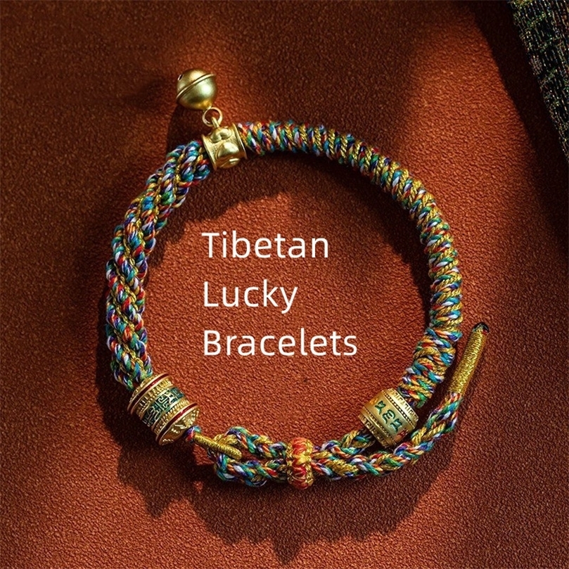 Hand Woven Size Adjust Tibetan Six Words Lucky Rope Bracelets Black Red God of Wealth Bracelet Bangles Gift For Friends Lovers 250730