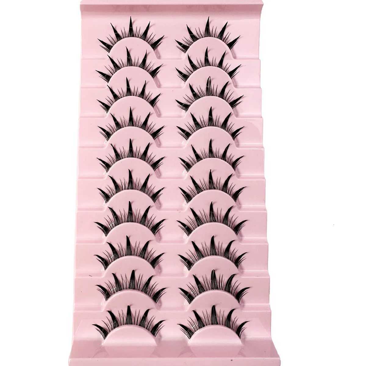 14/10/7/5 Pairs Manga Lashes Natural Eyelashes Soft Cross Wispy Clear Band False Eyelashes Doll Eyes Lashes Cosplay Extensions Z250731