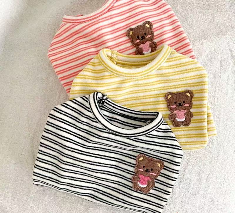 T855 Autumn new Teddy bottoming shirt Bichon Pomeranian Poodle cat small dog clothes striped T-shirt