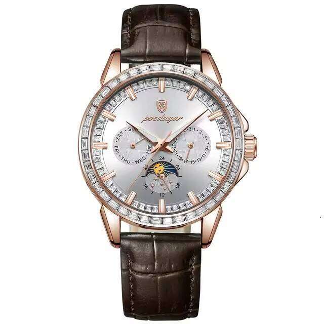 DHwatches POEDAGAR Luxury Men's Montres 956 Waterproof Luminous Chronograph Date Display Leather Strap Fashion Business Watch