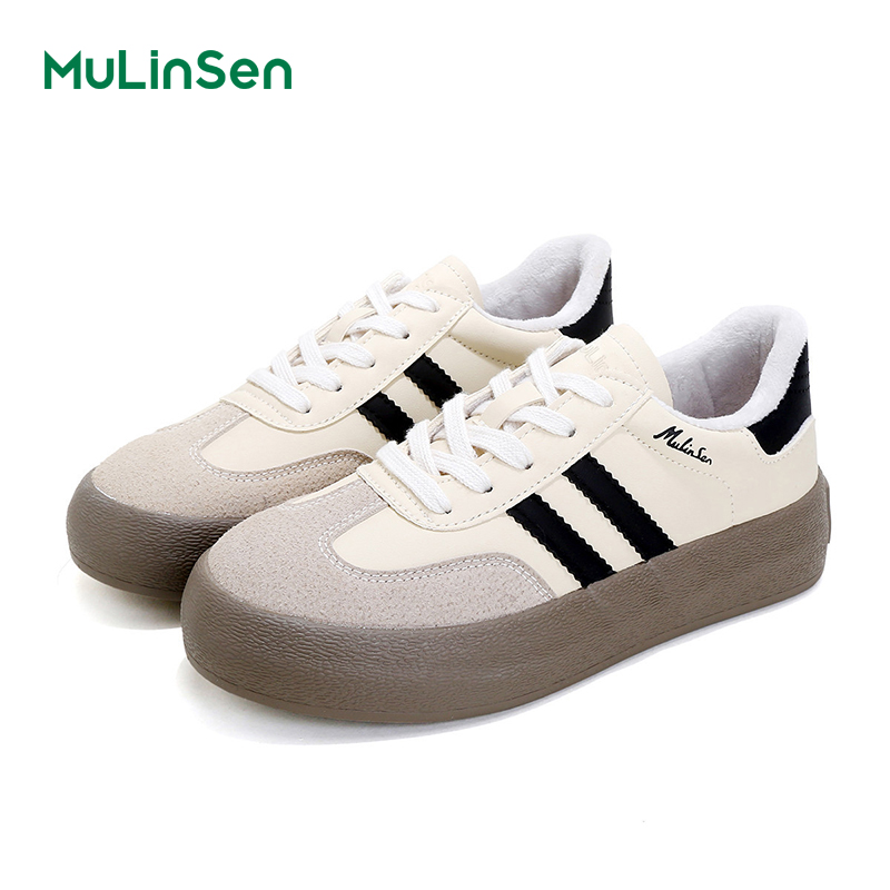 Mulinsen women's shoes Dexun shoes women's 2025 new autumn and winter women's height-enhancing thick-soled shoes plus velvet sports sho