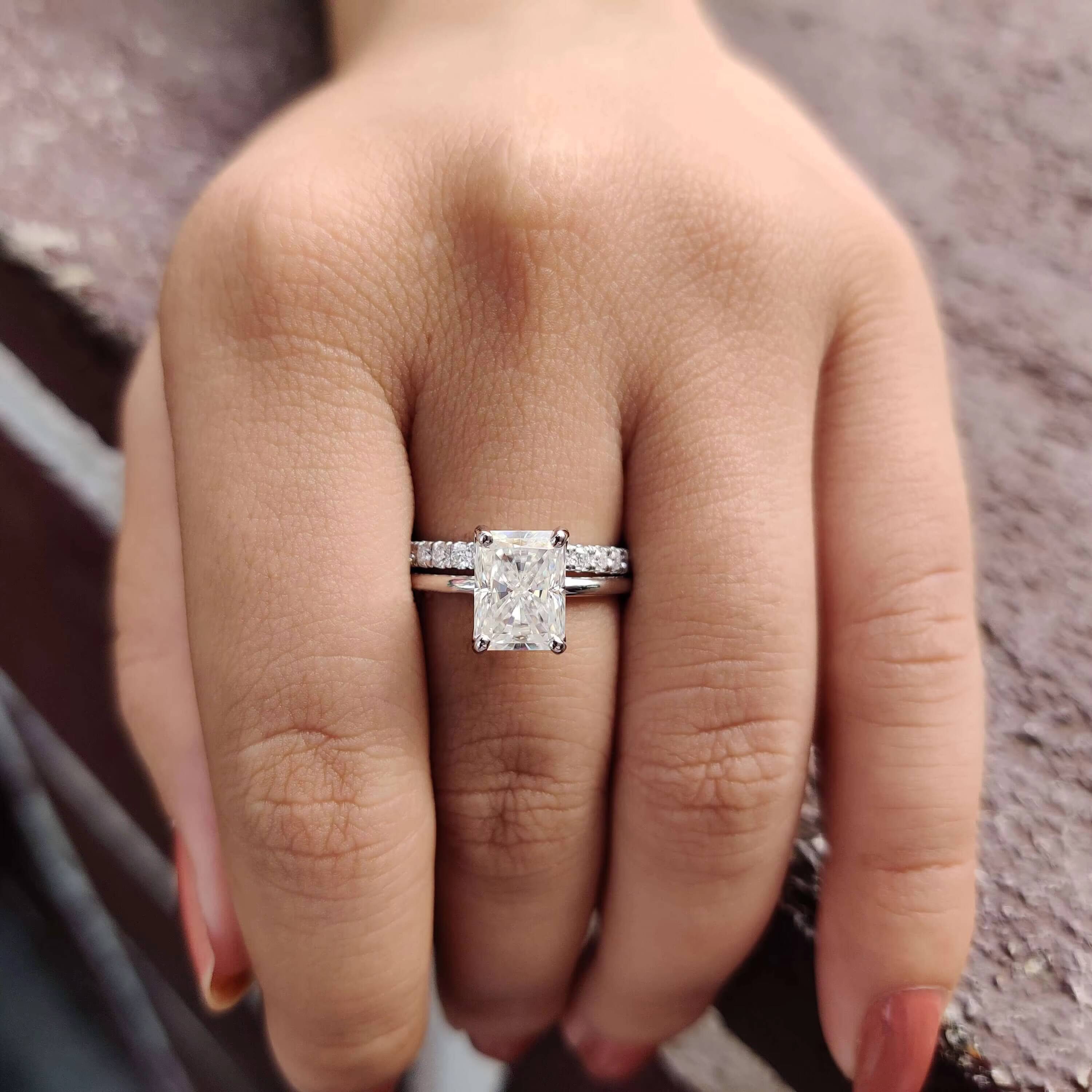 1 1.5 2 3 4 CT 18K White Gold Moissanite Ring Set Women Pass Diamond Tester Vvs Diamond Engagement Wedding Ring Jewelry