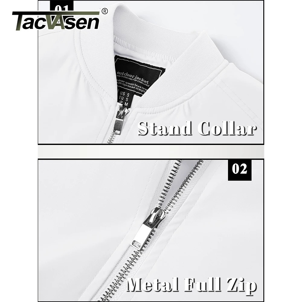 TACVASEN Mens Bomber Jacket Summer Autumn Thin Lightweight Casual Windbreaker Multipockets Full Zip Up Varsity Baseball 250730