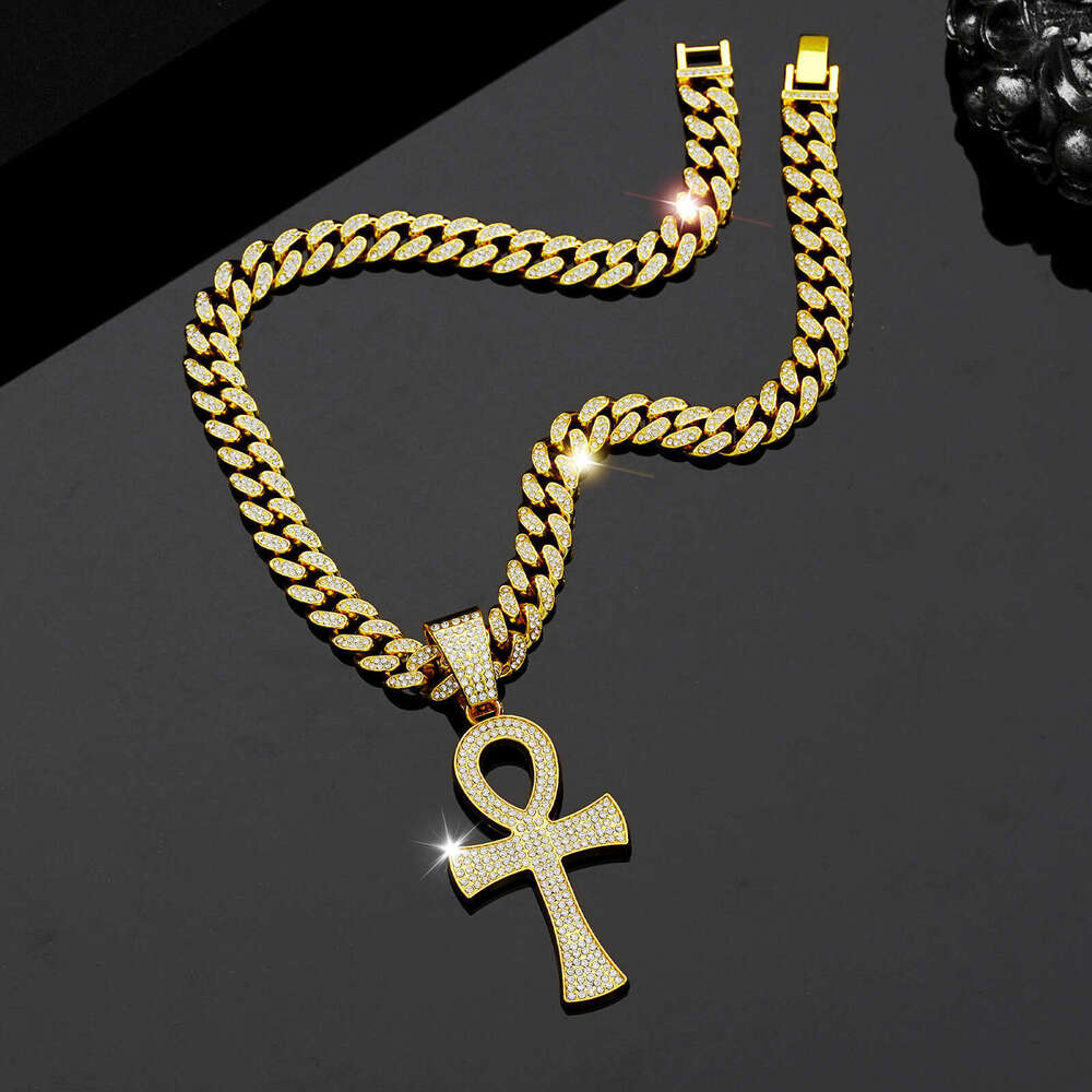 Full Dia Hip Hop Men's Cuban Chain Fashion Personality Irregular Cross Pendant Straight Hair