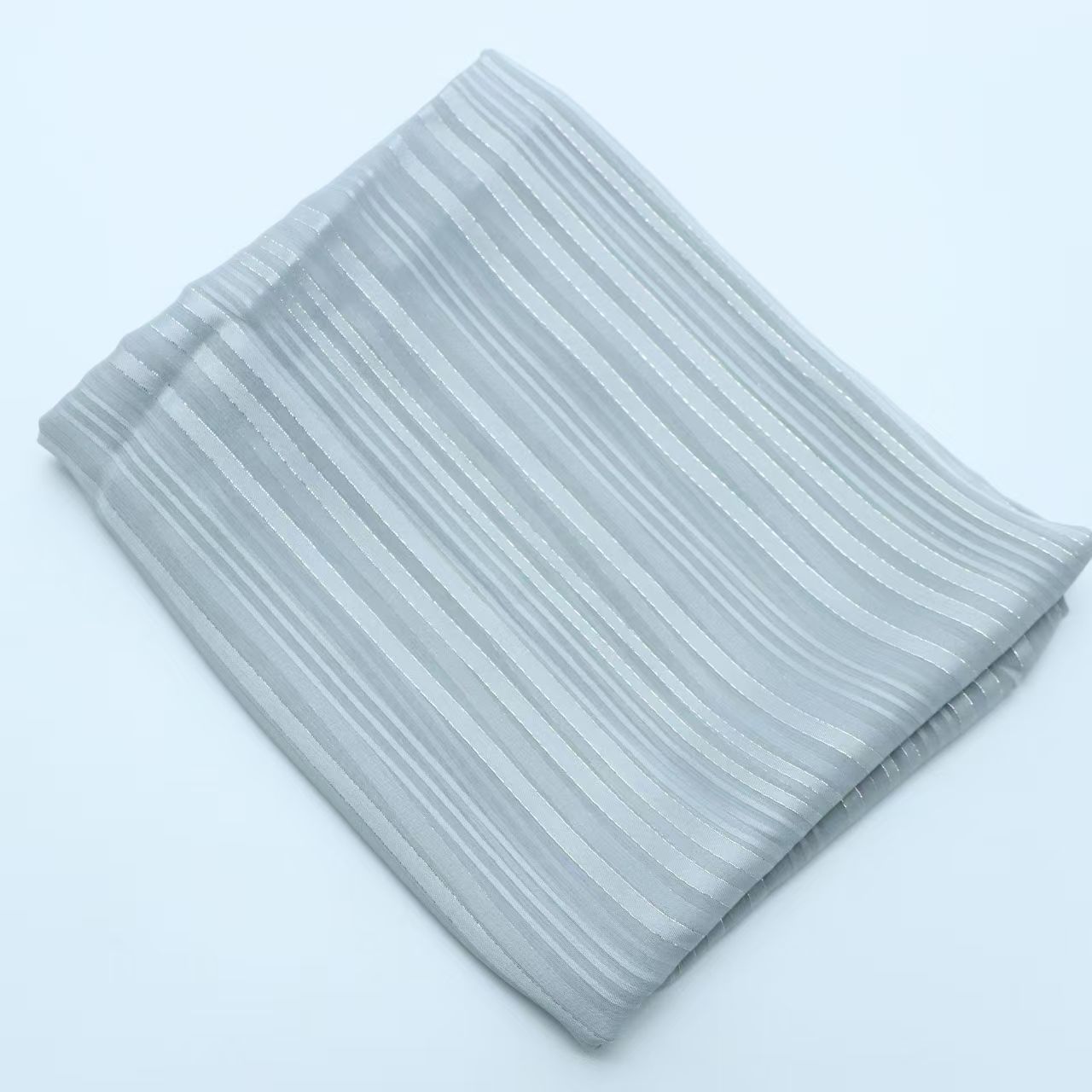 T1347 new pure color simple striped satin headscarf female summer thin chiffon silver scarf