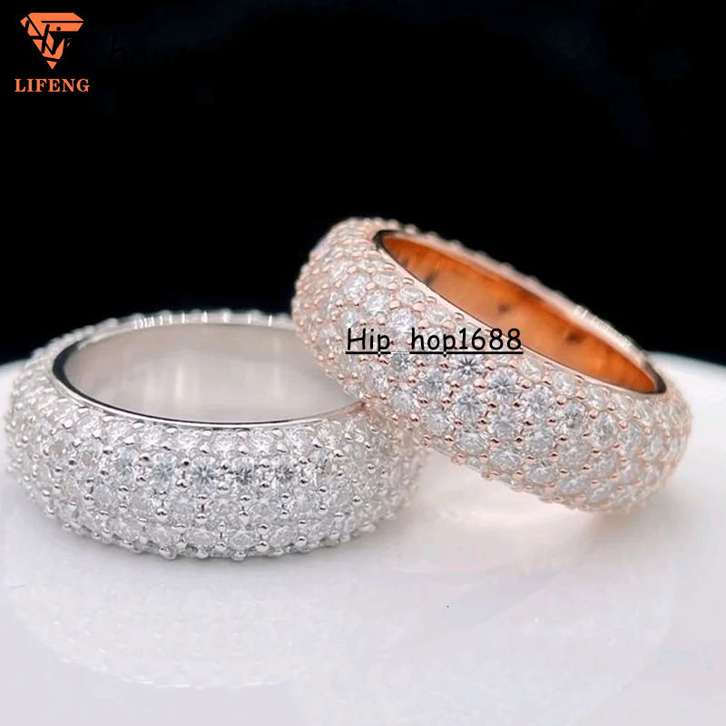 Hip Hop Jewelry Ring 925 Sterling Silver Iced Out Wedding Ring for Couple Custom Charm VVS Moissanite Diamond Ring Shopping