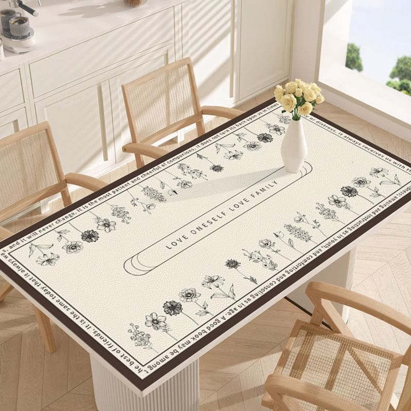 Light French High-End Dining Table Mat Waterproof Oil-Proof Wash-Free Heat-Resistant Leather Vintage Style Tablecloth Protector designer luxcury - view 3