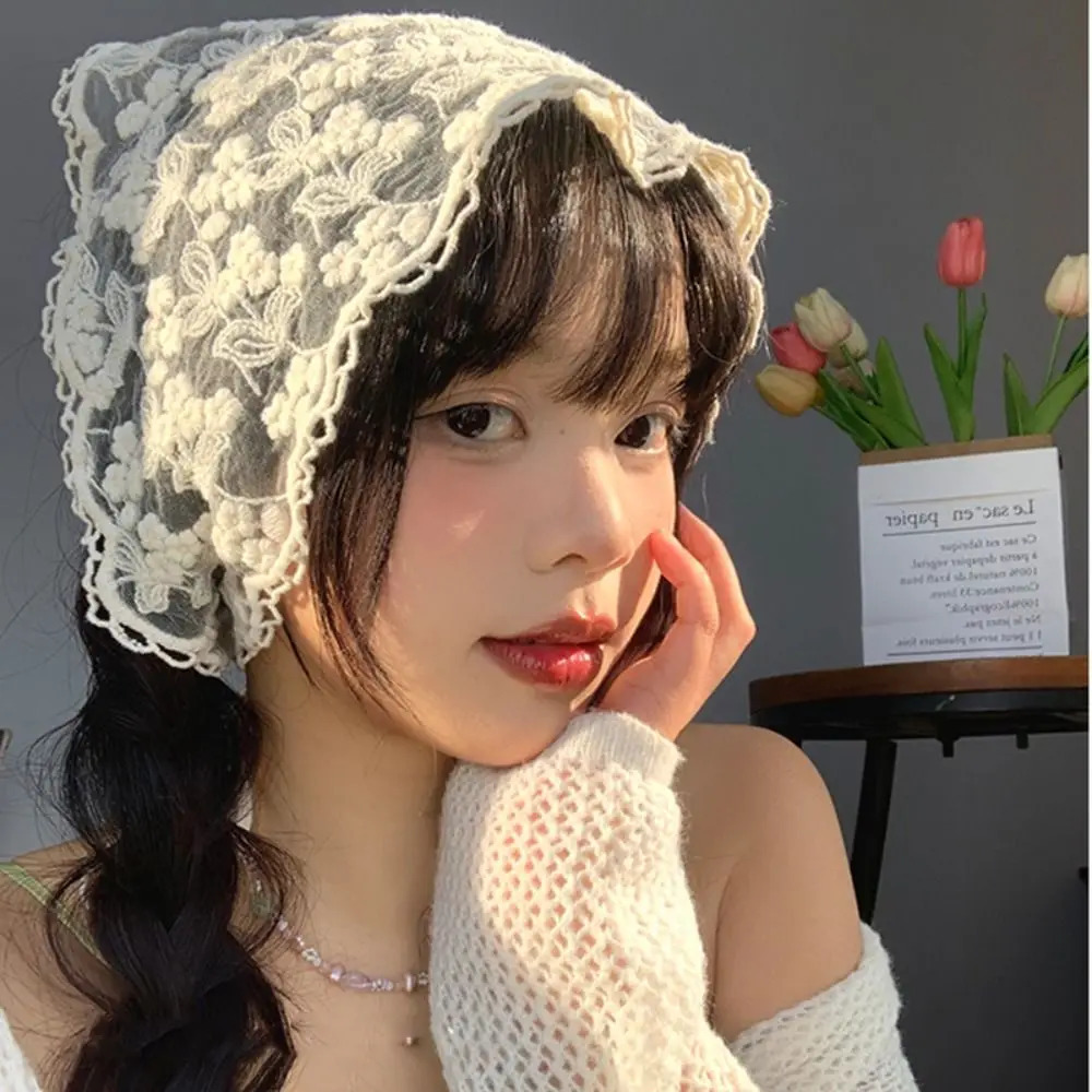Vintage Countryside Style Triangle Bandana Wraps Hair Band Lace Scarf Turban Headbands Girls 250716