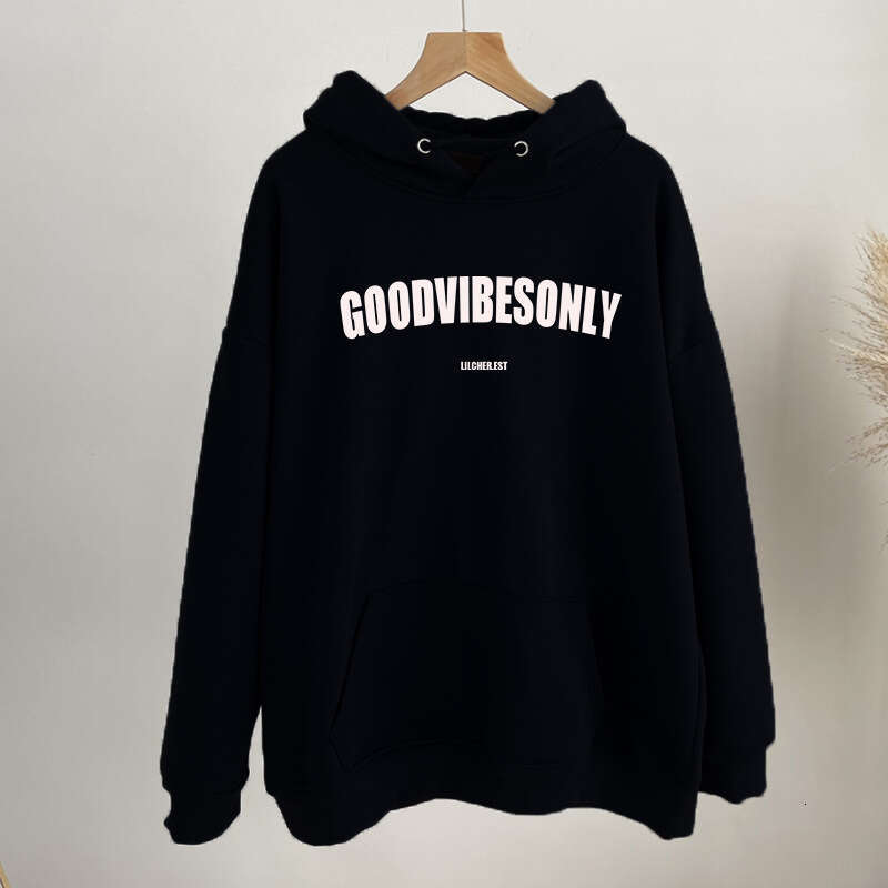 Autumn Winter New Thickened Fleece Printed For Women Ins Style Pullover Loose Hooded 30% Cotton Sweatshirt B5