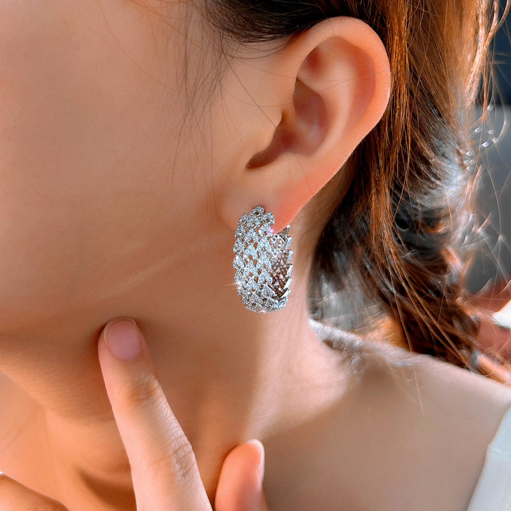 2025 Choucong Clip Earrings Luxury Jewelry 925 Sterling Silver 18K Gold Fill Pave White 5A Cubic Zircon CZ Diamond Hollow lace Women Wedding Earring G