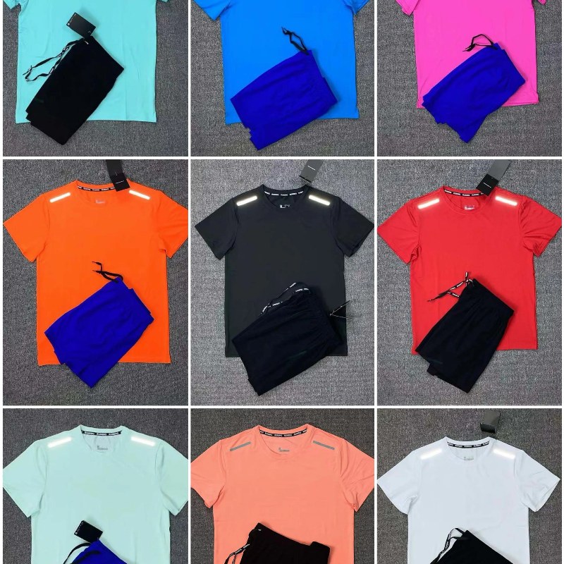 Designer tracksuits tshirt Mens Sprots Tracksuits T shirts Shorts Womens Fitness Suit Print jogging running shirt short quick dry mesh reflective sprots tracksuit