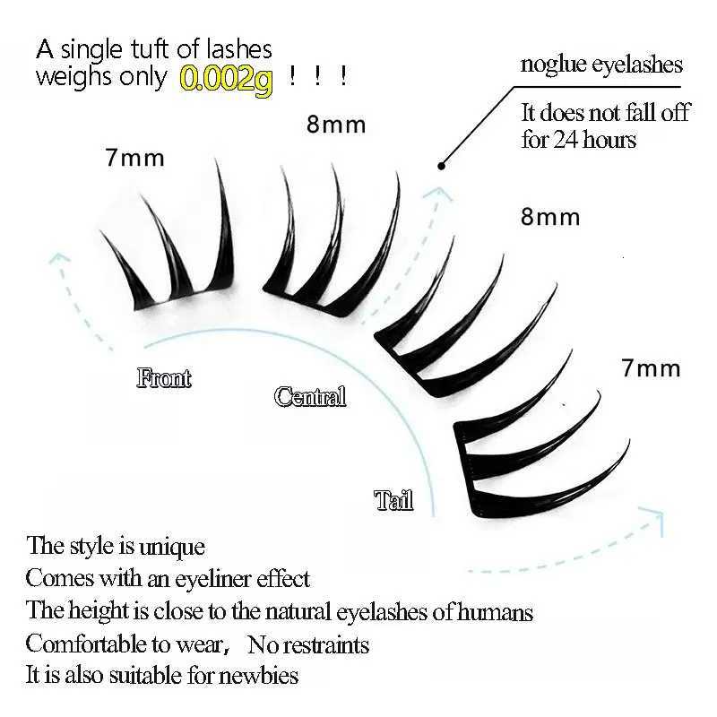 Glue-Free Ultra-Thin False Eyelashes Natural Noglue Eyelashes Segmented Curl Eyelash Clusters Eyelash Glue Manga Lashes Z250730