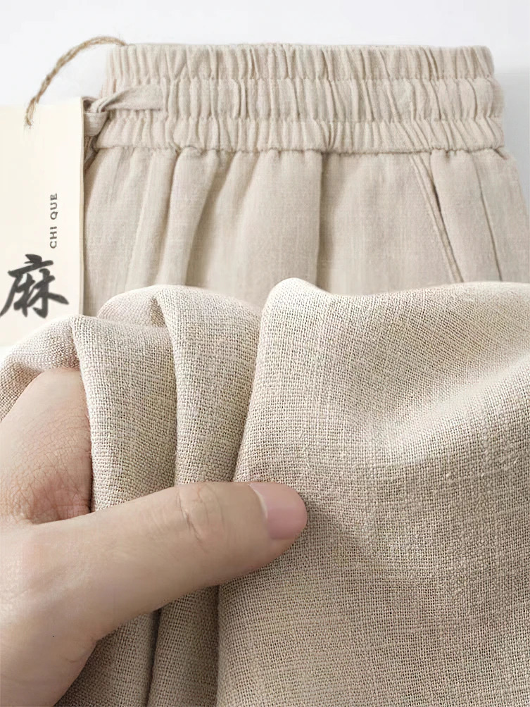 Straight Casual Cotton Linen Pants Men Wide Leg Lightweight Baggy Sweatpants Male Walking Jogger Trousers Work 250724