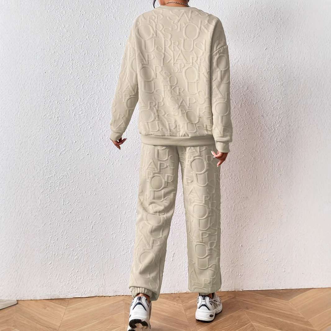 F2050 Autumn and Winter New Product Womens Autumn and Winter Round Neck Sweatshirt fashion loose Pants Set