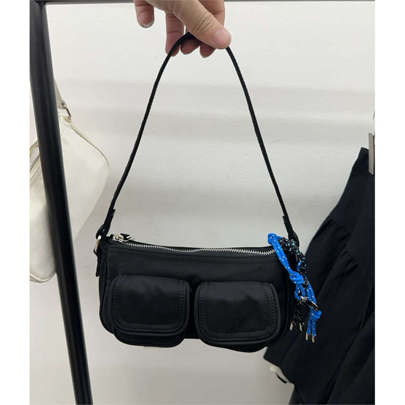 Korean INS New Niche Design Multi-Pocket Nylon Shoulder Underarm Bag Trendy Versatile Handbag