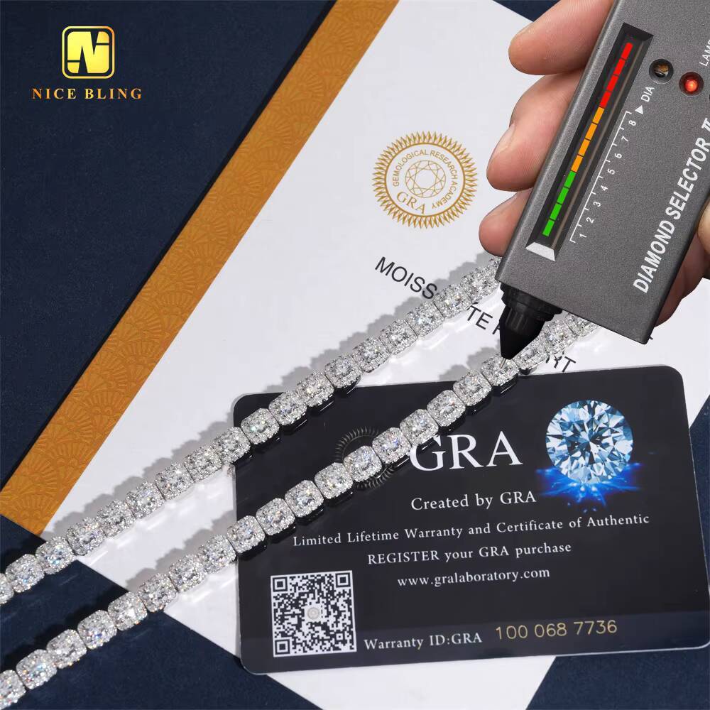 Pass Diamond Tester Hip Hop Unisex Jewelry Custom Iced Out Diamond Cuban Link Chain 925 Silver VVS Moissanite Bangle Bracelet