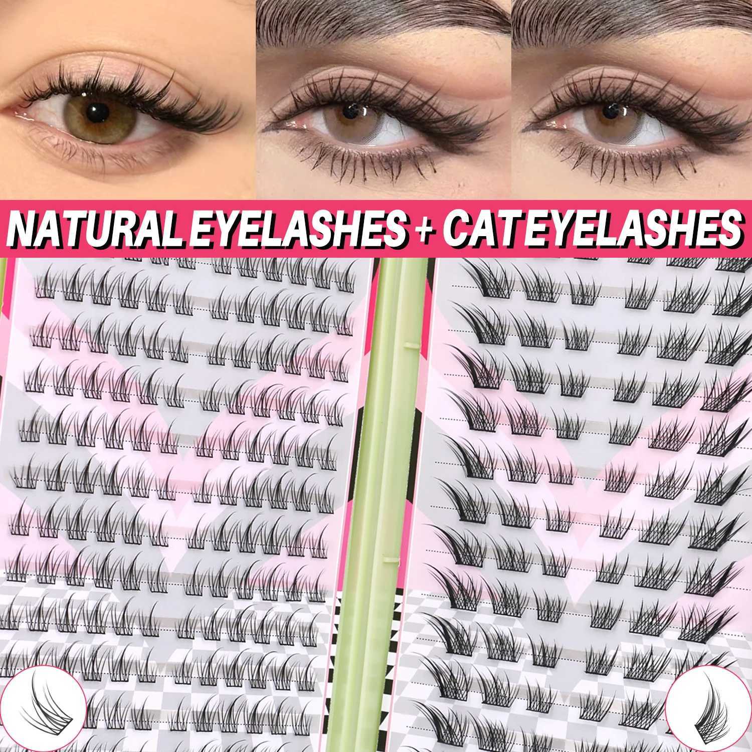 RNNEYA Natural DIY Cluster Lashes Book Mixed Tray Fake Lashes Soft Cross Natural Look Individual Eyelashes Extension Makeup Z250730