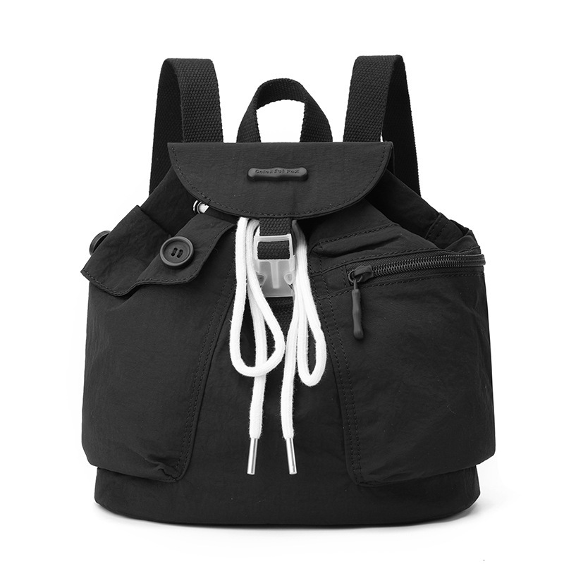 Colorful Fox New Korean Style Ins Women's Niche Design Lightweight Pocket Button Drawstring Backpack ddmymoon