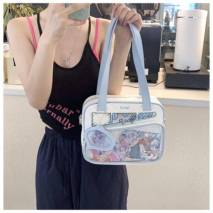 2025 Summer Manga Japanese Handheld Large Capacity Women's Single Shoulder Crossbody Bag Anime Transparent Single Shoulder Handheld Cute Bag Desi