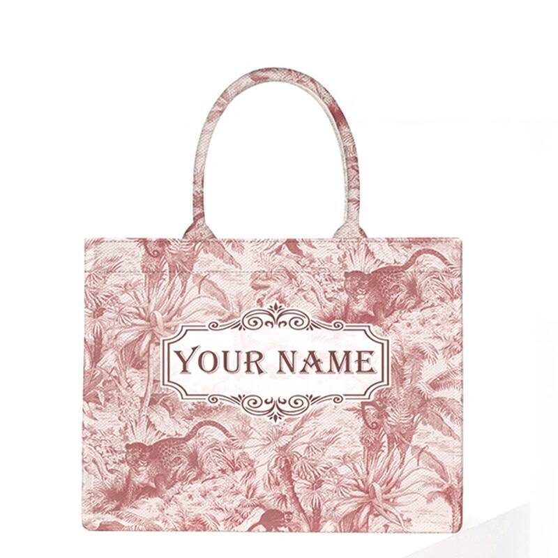 Spring And Summer Personalized Fashion Printing Large Capacity Canvas Name Custom Letters Tote Women Commuter Travel Bag