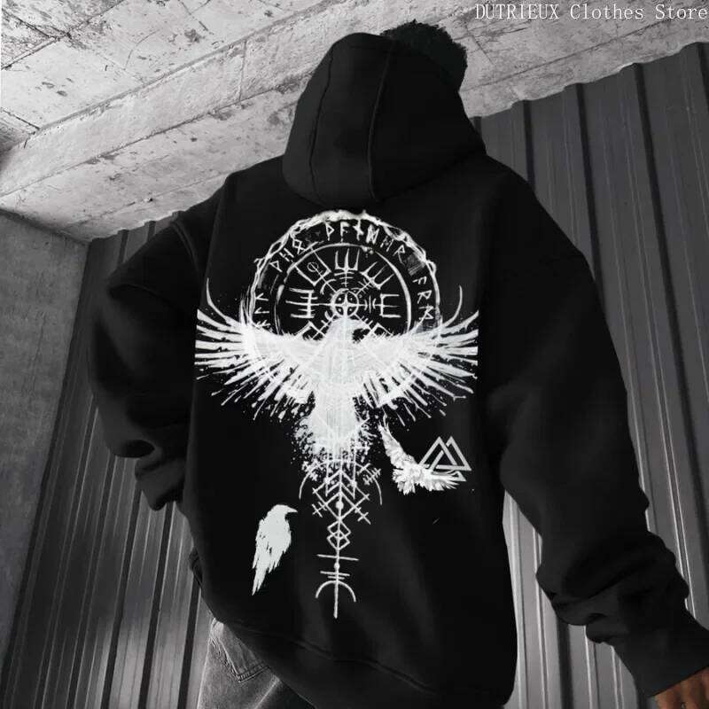 Autumn/Winter Men's Fleece Evil Blood Super Size Casual Hoodie Street Hip-hop Personality Printed SportsHoodie Sweatshirt