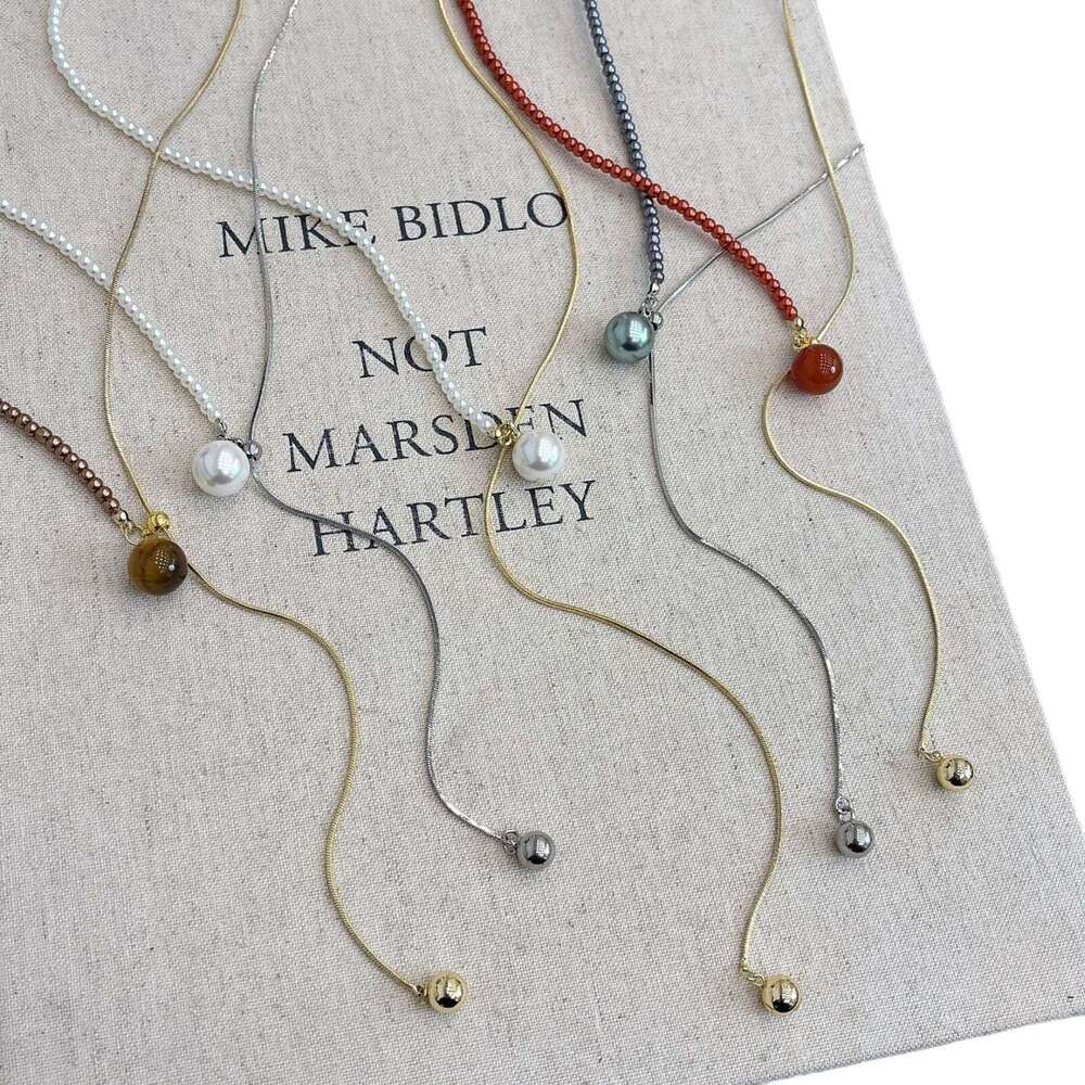 Autumn Winter Sweater Chain Long Pearl Round Bead Necklace Accessories for Women Light Niche High-end Asymmetrical 2024 New Model aab