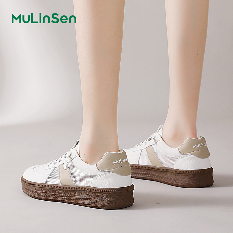 Mulinsen sneakers women's 2025 new summer breathable mesh white shoes sports soft sole casual German training shoes women