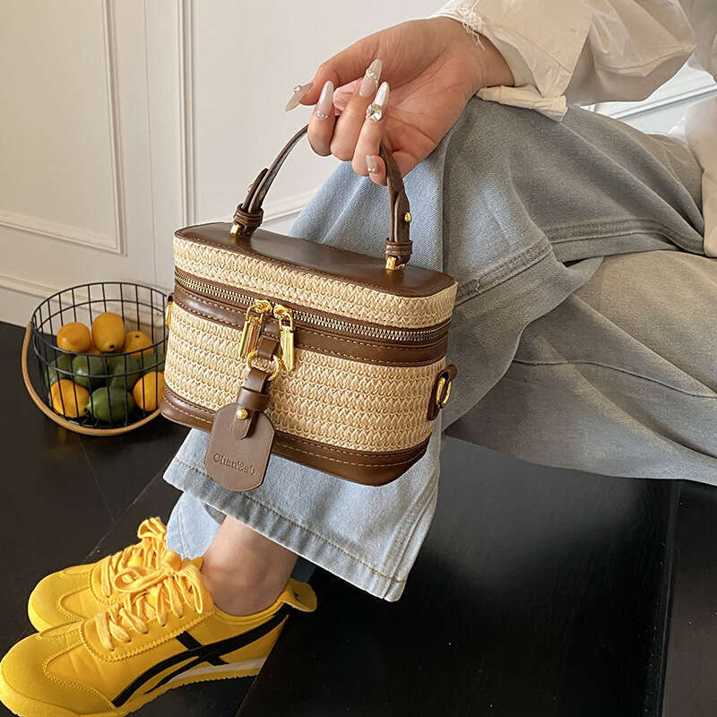 Color-Block Small Square Ins Trend Patchwork Bags Box Design Sense Handbag Women's Shoulder Crossbody Bag