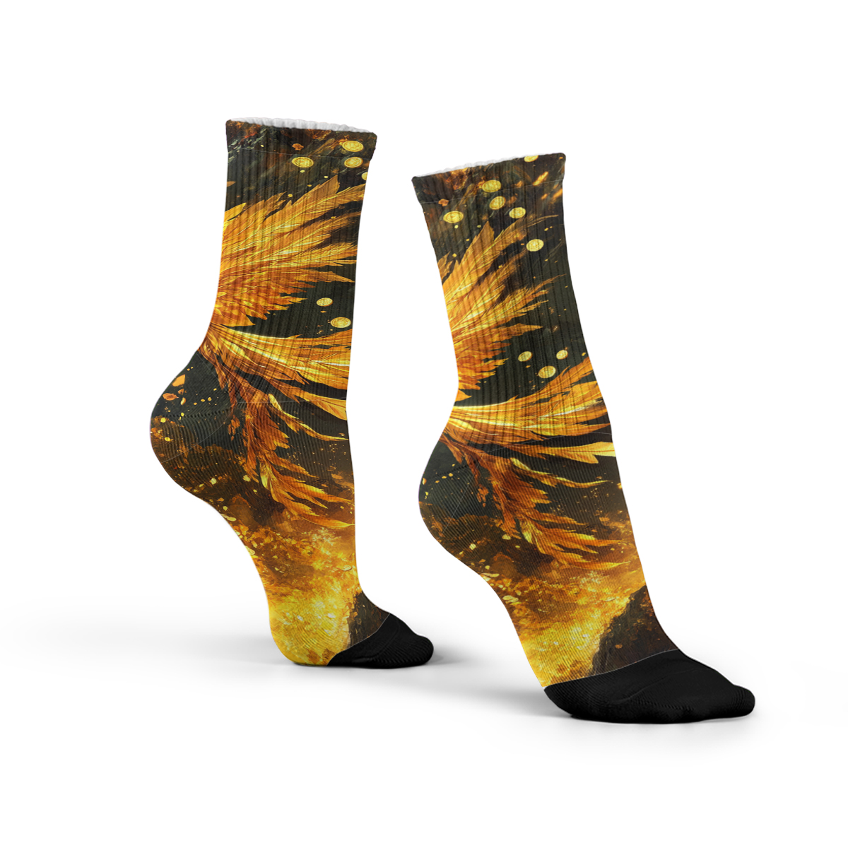 Golden Phoenix Flame Print Unisex Tube Socks C103