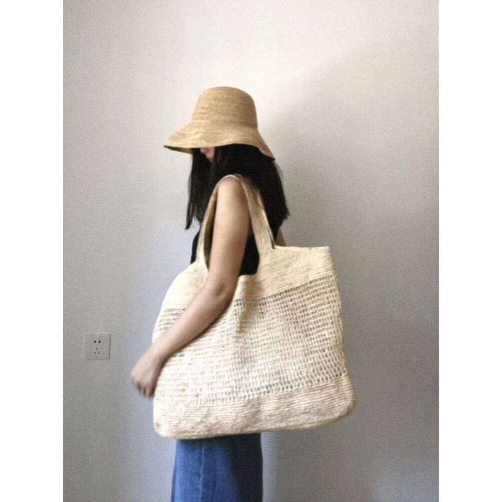 Summer Woven Beach Lady Fashion Large Capacity Tote Bag Travel Vacation Handbag Shoulder Crossbody Handheld Casual Female