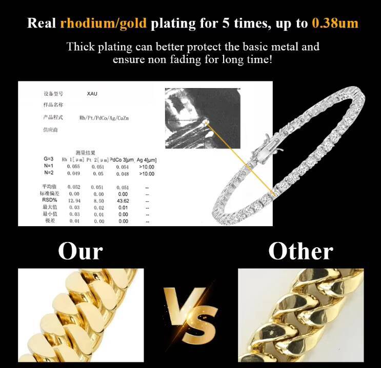 Wholesale Price Ice Out Hip Hop Men Cuban Necklace 10MM 2Rows 925 Sterling Silver Moissanite Miami Cuban Link Chain