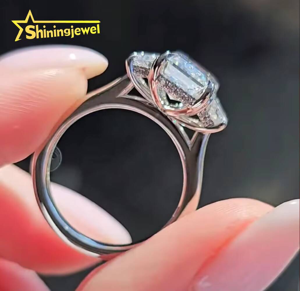 Luxury Jewelry Manufacturer Direct Custom Design Emerald Cut Lab Grown Diamond 10K 14K 18K Solid Gold Engagement Ring
