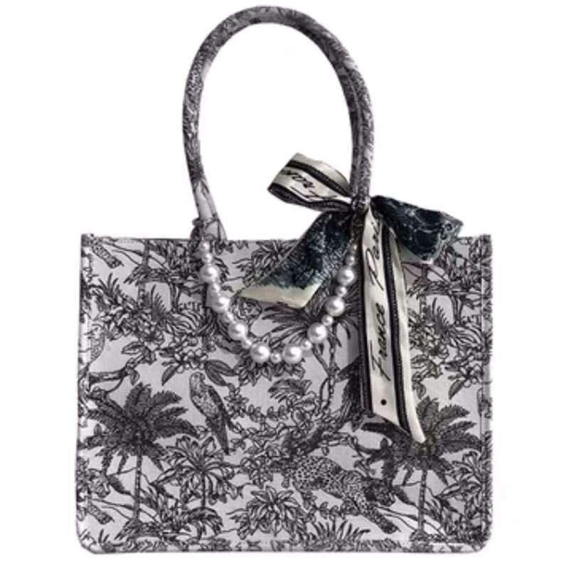 Embroidered Handbag Niche Tote Women's Canvas Shoulder Bag