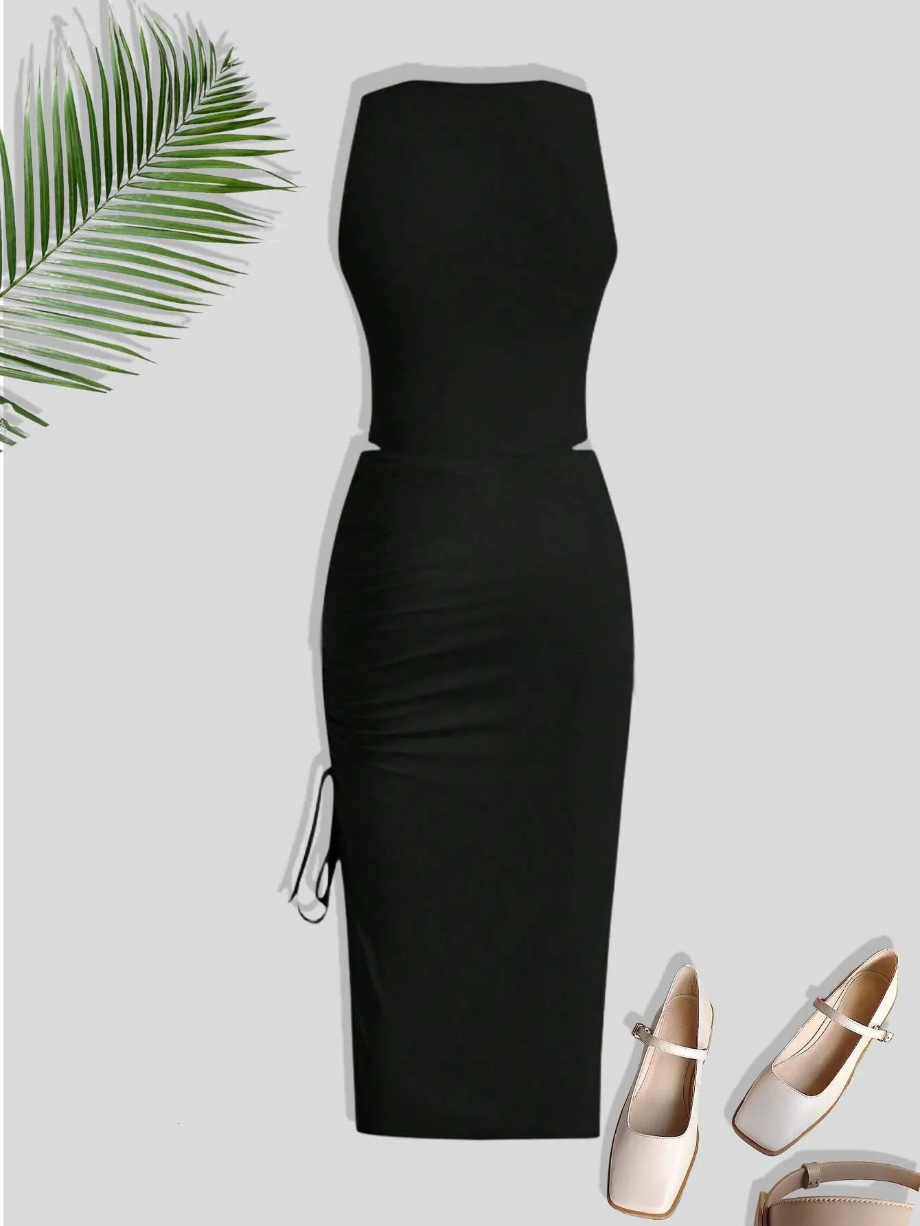 Summer Fashion Womens Casual Solid Color Sleeveless Vest Top Drawstring Skirt 250729