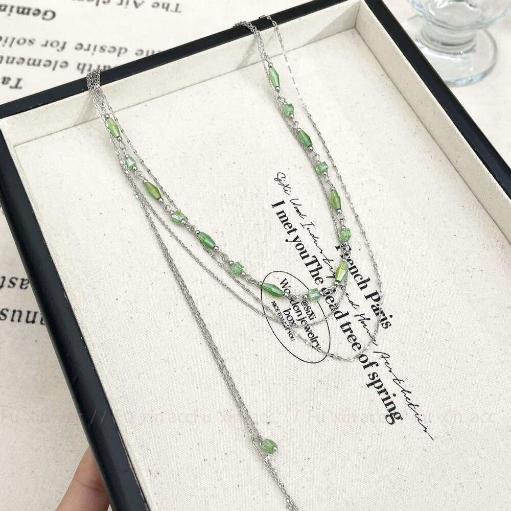 Summer Romance ~ Double Layer Tassel Beaded Necklace for Women, Light , Niche Style, Simple and Exquisite, High-end Clavicle Chain aa9