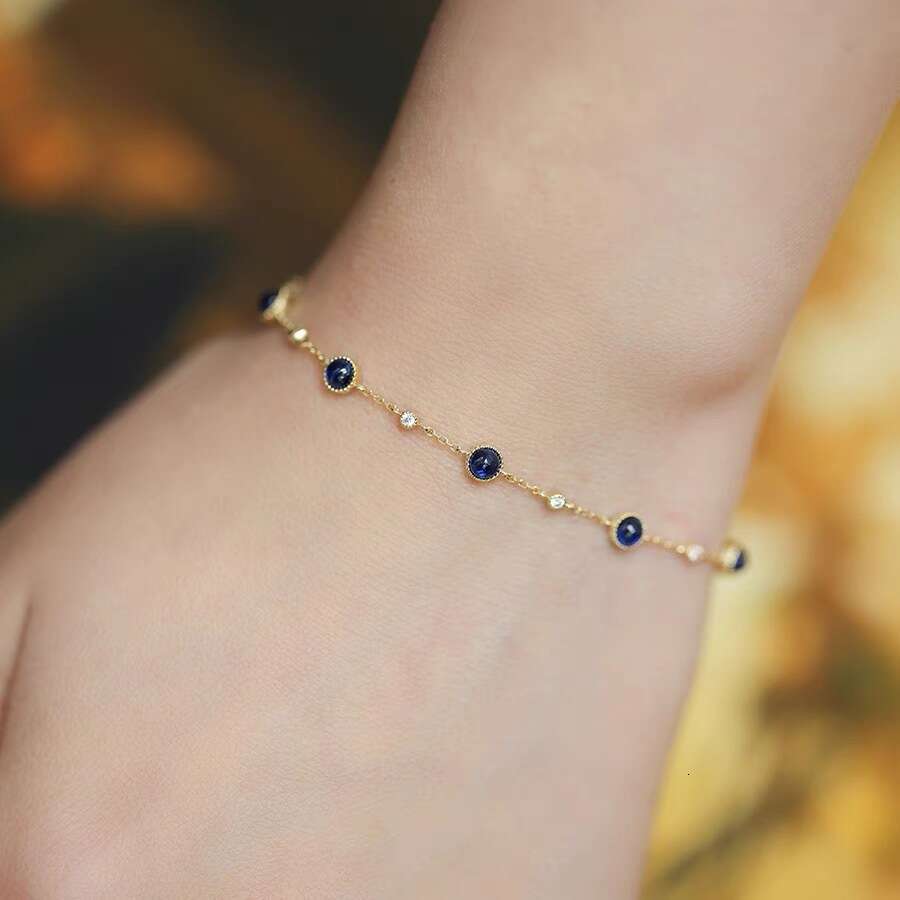 Midsummer Night French Blue Thin Light Niche Exquisite Fresh Colorful Gemstone Women's Bracelet