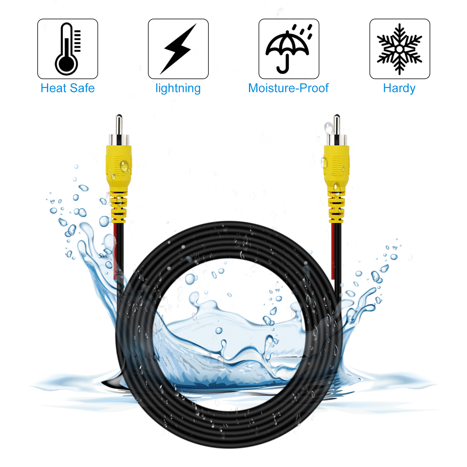 Upgraded Double Shielded RCA Video Cable for Display and Reversing Camera Connection AV Extension cable, Car Rear View Camera Video cable