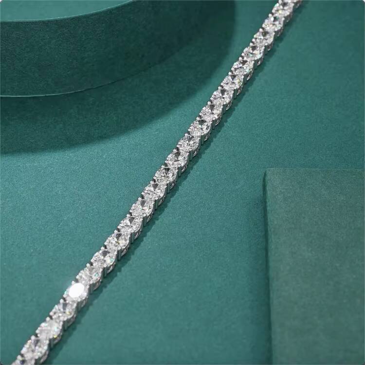 VOAINO 18K 14K 9K Gold Oval Cutting Custom Lab Grown Made HPHT Luxury Diamond Bangle Classic Tennis Bracelets