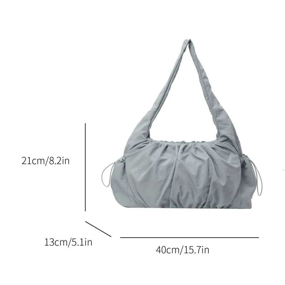 Women Padded Underarm Bag Large Capacity Cloud Pleated Shoulder Bag Top Handle Bag Solid Color Multi-pockets for Party Vacation Y250729