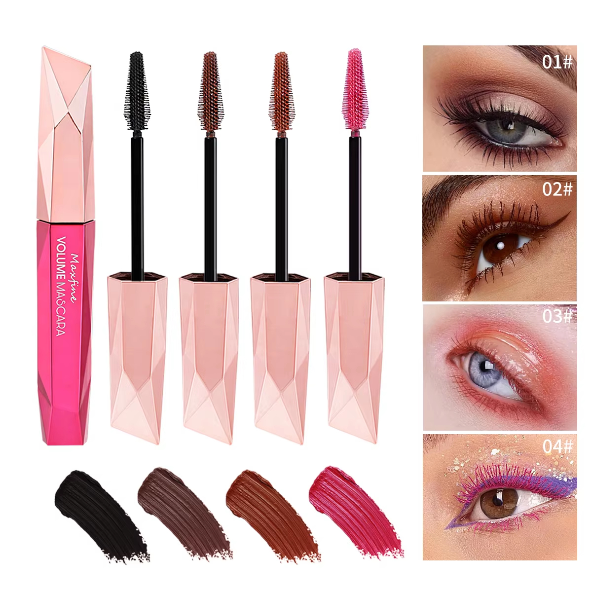 4D Waterproof Mascara Lengthen Thicken Curling Eyelashe Extension Long-wearing Mascara Silk Fiber Mascara Beauty Makeup Colorful Silk Mascara Cream Le
