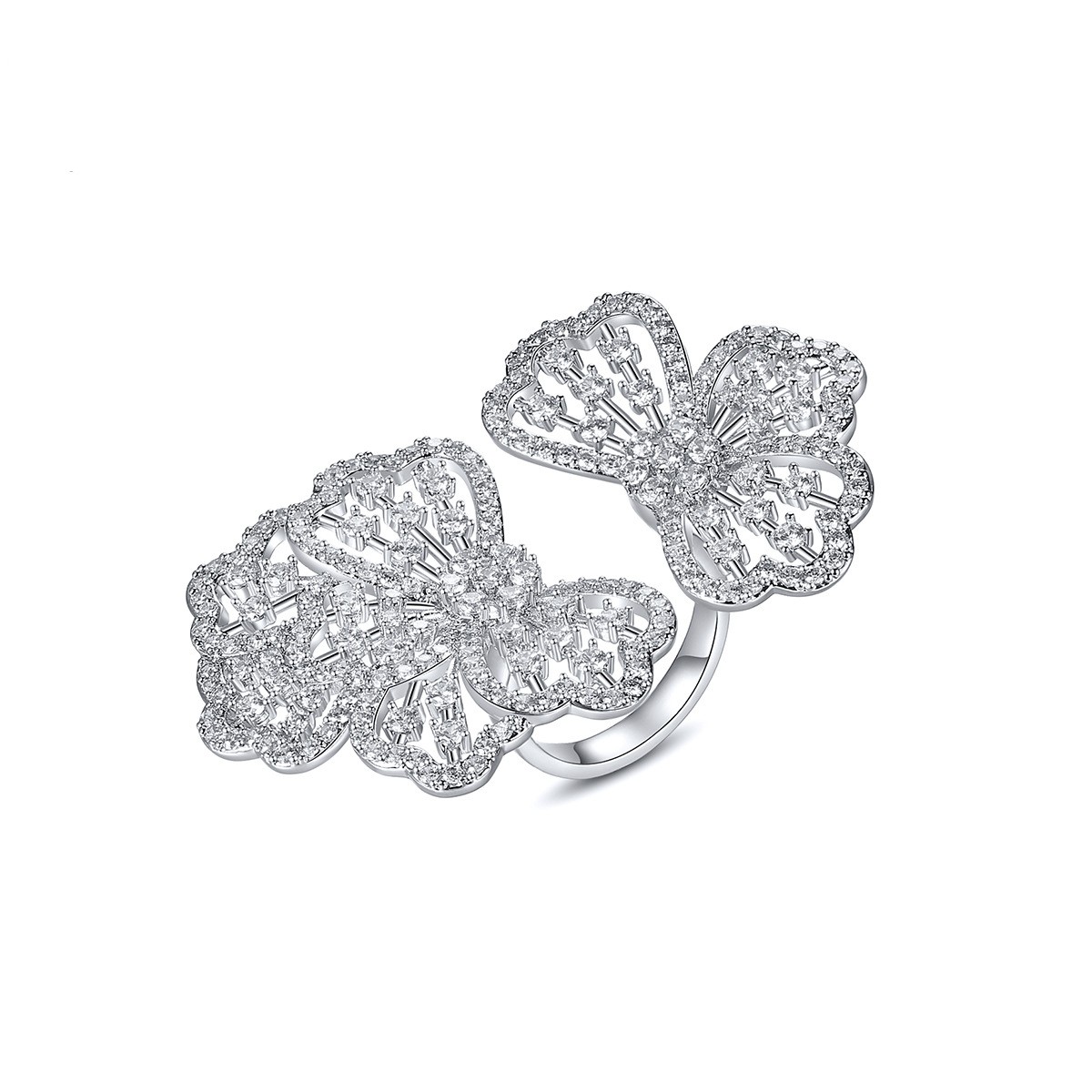 Choucong Ins Top Sell Wedding Rings Luxury Jewerly 18K White Gold Fill Pave 5A Cubic Zircon CZ Diamond Gemstones Party Women Big Flower Open Ring Adju