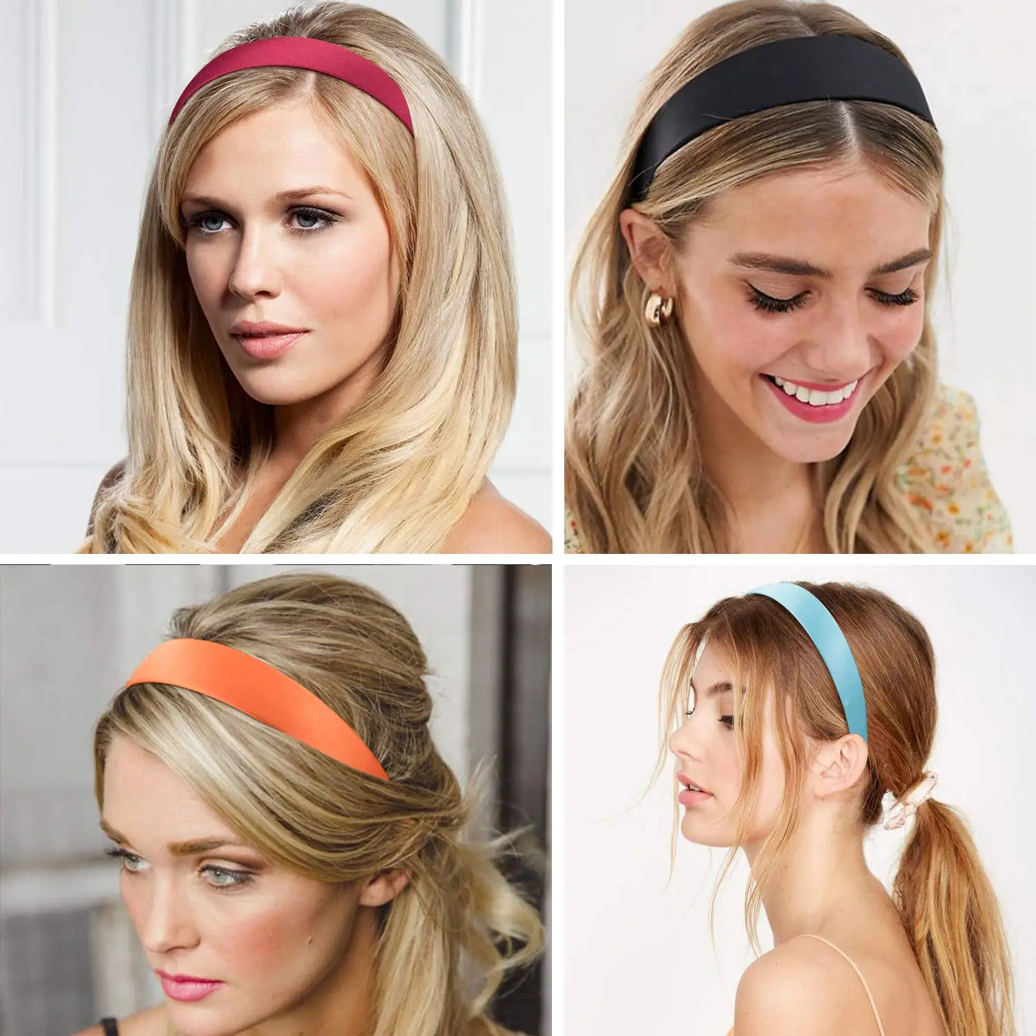 Simple Solid Color Satin Headbands for Women Wide Nonslip Headband Gilrs Colorful Comfortable DIY Hairband Hair Accessories 250716