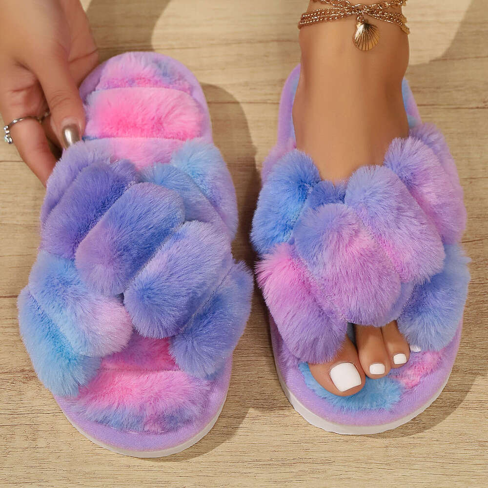 Hot-Selling Furry for Women, Autumn and Winter Outdoor Non-Slip Indoor Thick-Soled Home Fuzzy Maternity Cotton Slippers