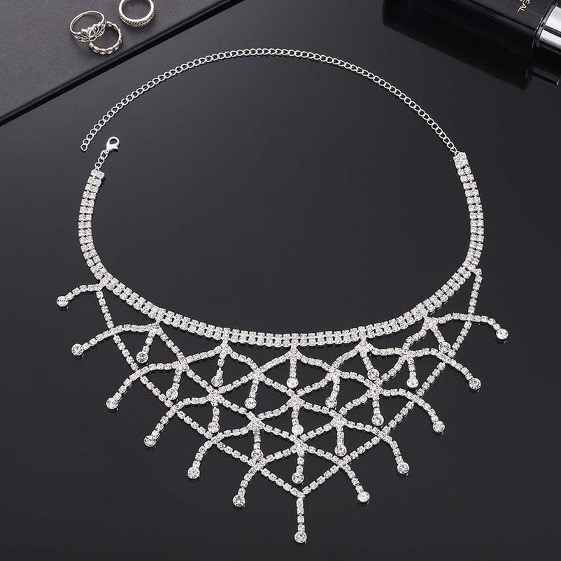 Grid Tassel Forehead Rhinestone Chain Pendant Hair Accessories for Women