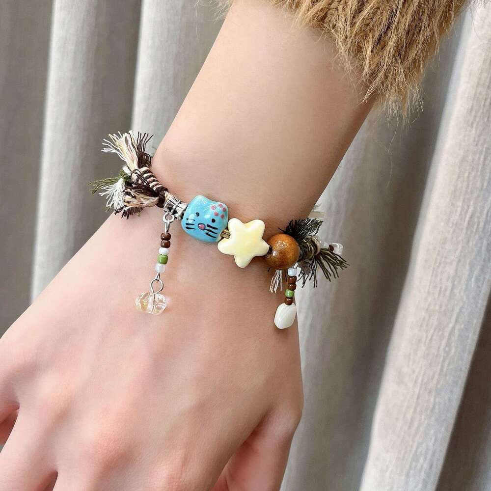 Unique and Elegant High-End Heart Star Bear Chain Women's Fashion Simple Bracelet Necklace d92