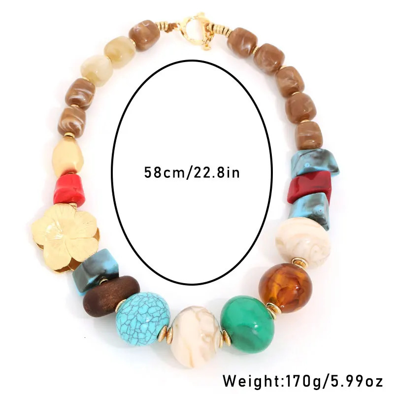 Statement Boho Necklace with Colorful Beads Handmade for Women Trendy Party Jewelry 250729