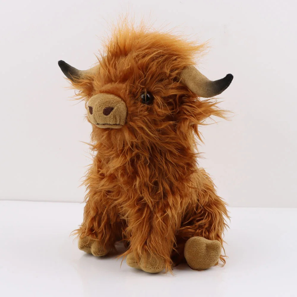 Highland Cow Plush Toy - Adorable Realistic Stuffed Animal with Long Fluffy Hair Soft Cuddly Gift for Kids Children Collecto 250729