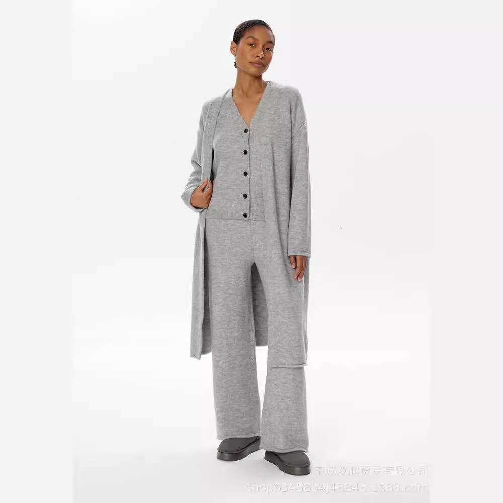Autumn Winter New Knitted Three-Piece Set For Women OL Style Sweater Cardigan + Pants B5